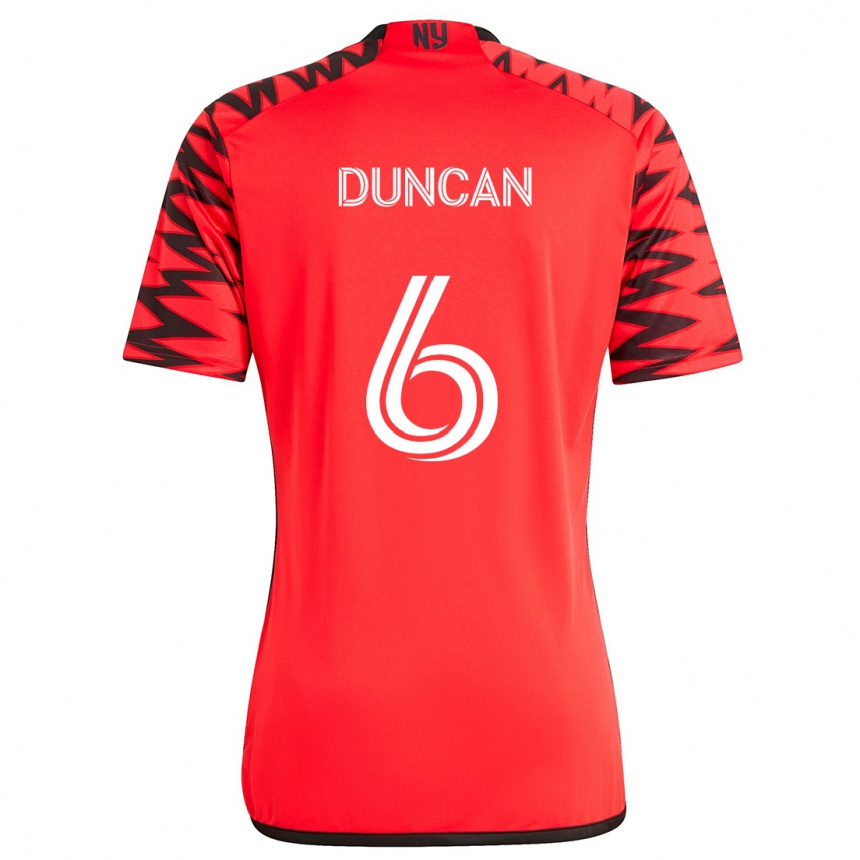 Niño Fútbol Camiseta Kyle Duncan #6 Rojo Negro Blanco 2ª Equipación 2024/25 México