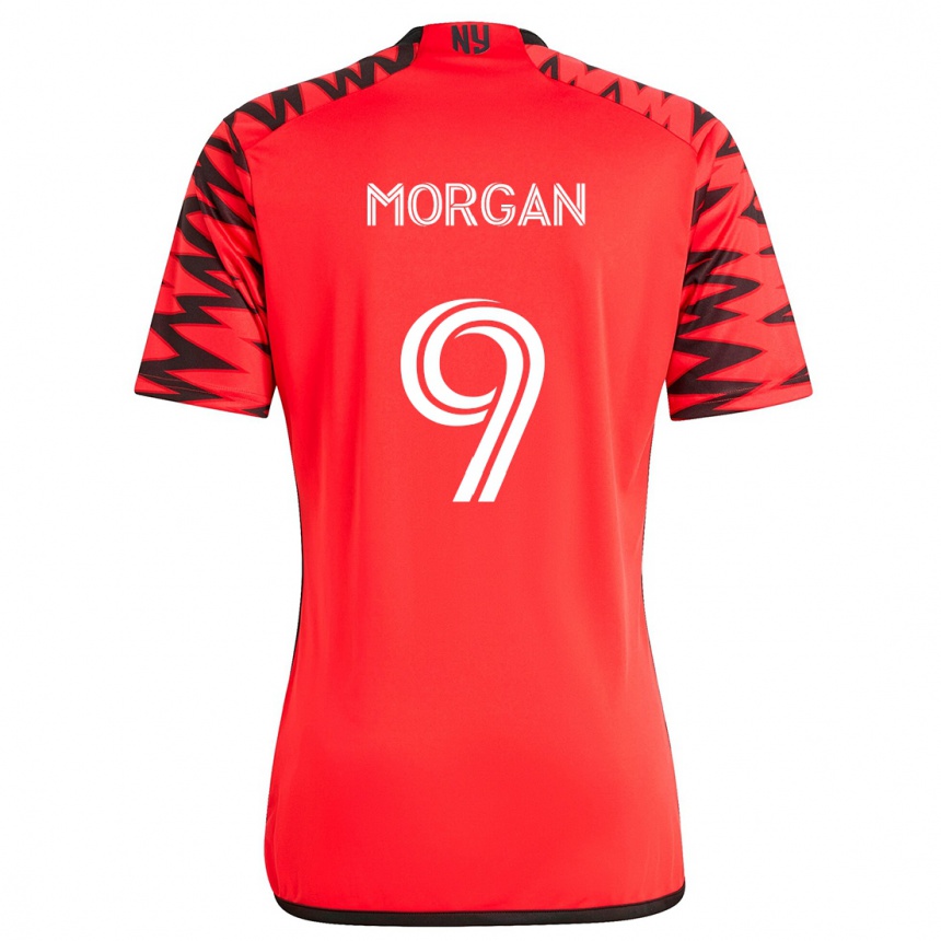 Niño Fútbol Camiseta Lewis Morgan #9 Rojo Negro Blanco 2ª Equipación 2024/25 México