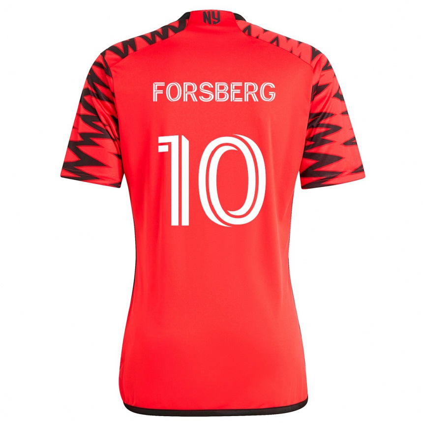 Niño Fútbol Camiseta Emil Forsberg #10 Rojo Negro Blanco 2ª Equipación 2024/25 México