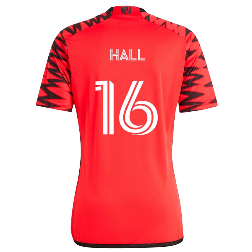 Niño Fútbol Camiseta Julian Hall #16 Rojo Negro Blanco 2ª Equipación 2024/25 México