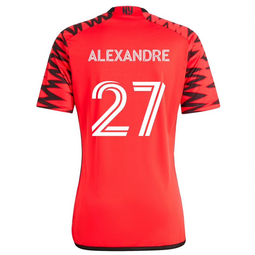 Niño Fútbol Camiseta Davi Alexandre #27 Rojo Negro Blanco 2ª Equipación 2024/25 México