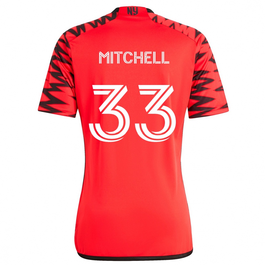 Niño Fútbol Camiseta Roald Mitchell #33 Rojo Negro Blanco 2ª Equipación 2024/25 México