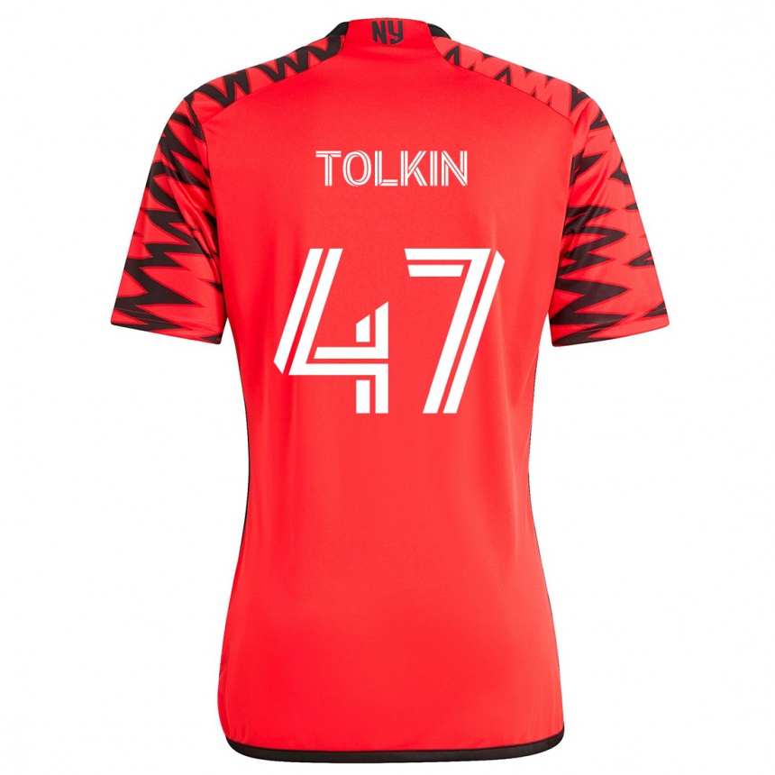 Niño Fútbol Camiseta John Tolkin #47 Rojo Negro Blanco 2ª Equipación 2024/25 México