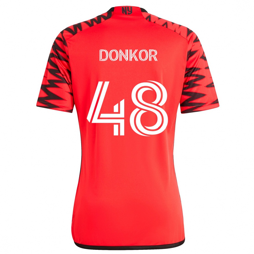 Niño Fútbol Camiseta Ronald Donkor #48 Rojo Negro Blanco 2ª Equipación 2024/25 México