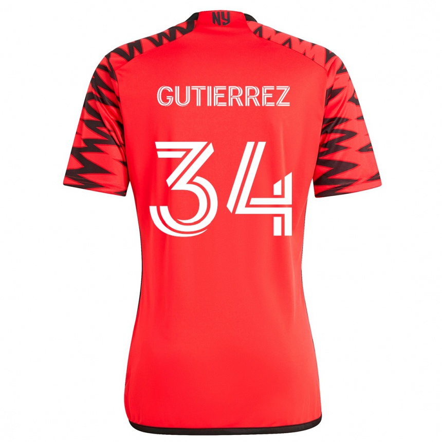 Niño Fútbol Camiseta Juan Gutierrez #34 Rojo Negro Blanco 2ª Equipación 2024/25 México