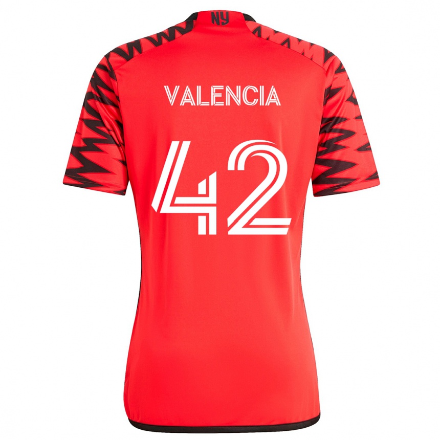 Niño Fútbol Camiseta Omar Valencia #42 Rojo Negro Blanco 2ª Equipación 2024/25 México