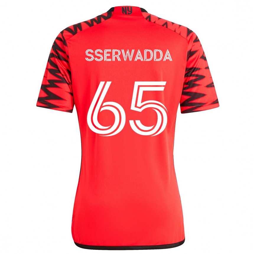 Niño Fútbol Camiseta Steven Sserwadda #65 Rojo Negro Blanco 2ª Equipación 2024/25 México