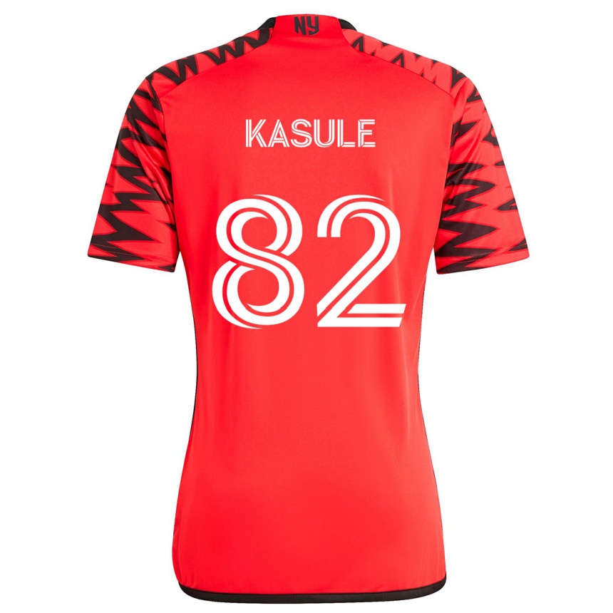 Niño Fútbol Camiseta Ibrahim Kasule #82 Rojo Negro Blanco 2ª Equipación 2024/25 México