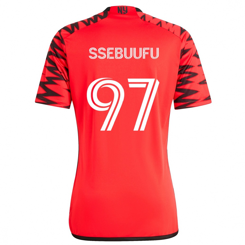 Niño Fútbol Camiseta Frank Ssebuufu #97 Rojo Negro Blanco 2ª Equipación 2024/25 México