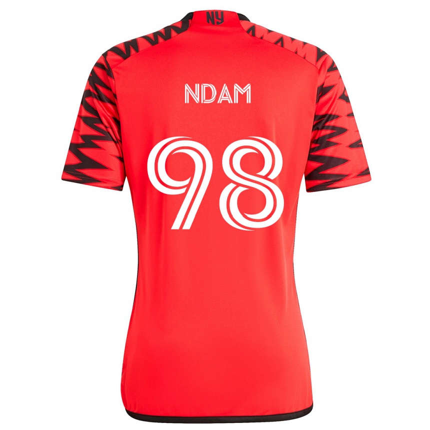 Niño Fútbol Camiseta Hassan Ndam #98 Rojo Negro Blanco 2ª Equipación 2024/25 México