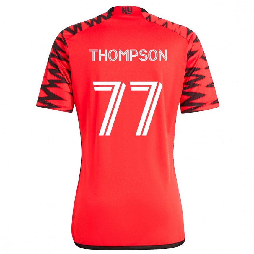 Niño Fútbol Camiseta Amos Shapiro-Thompson #77 Rojo Negro Blanco 2ª Equipación 2024/25 México