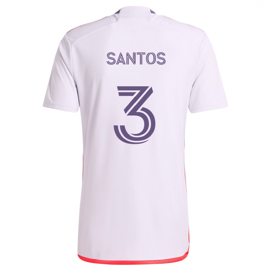 Niño Fútbol Camiseta Rafael Santos #3 Blanco Rojo Púrpura 2ª Equipación 2024/25 México