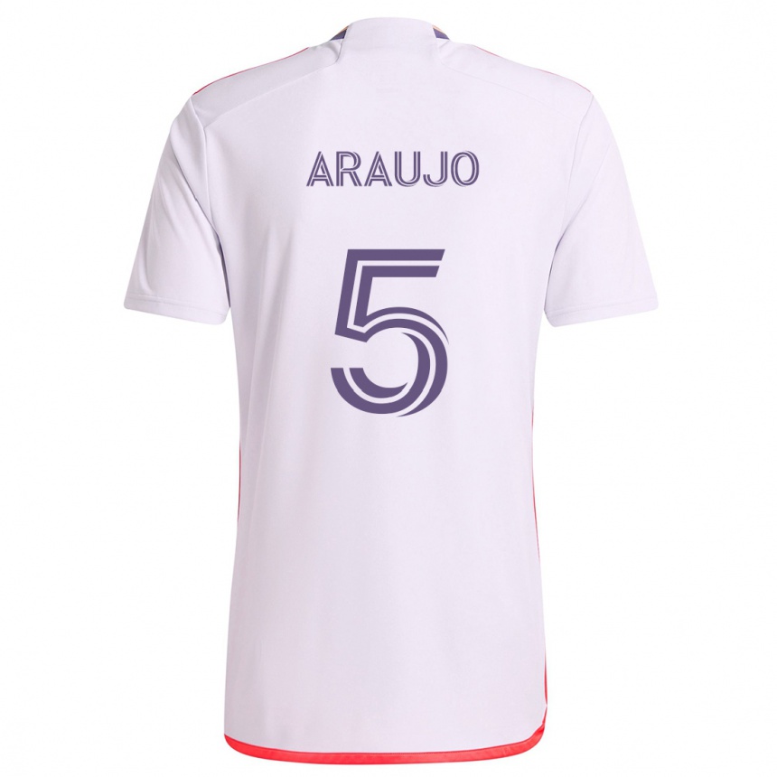 Niño Fútbol Camiseta César Araújo #5 Blanco Rojo Púrpura 2ª Equipación 2024/25 México