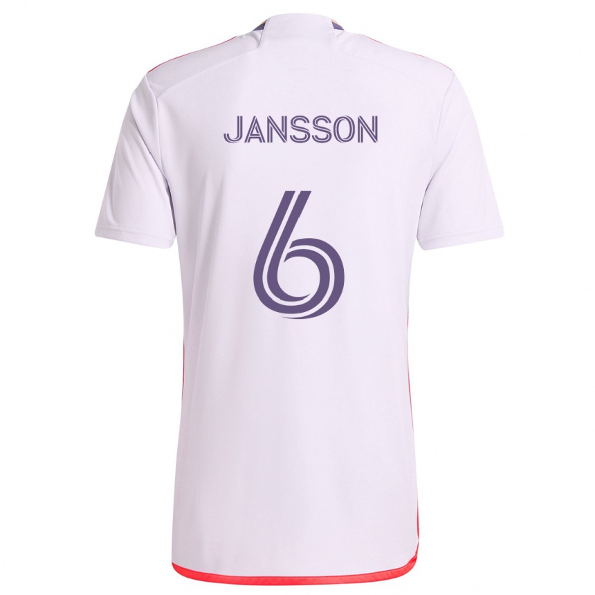 Niño Fútbol Camiseta Robin Jansson #6 Blanco Rojo Púrpura 2ª Equipación 2024/25 México