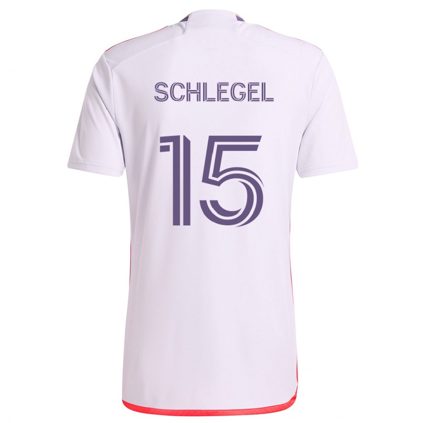 Niño Fútbol Camiseta Rodrigo Schlegel #15 Blanco Rojo Púrpura 2ª Equipación 2024/25 México