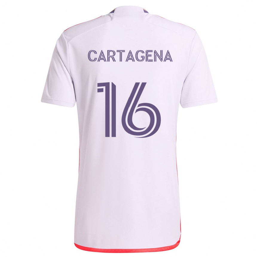 Niño Fútbol Camiseta Wilder Cartagena #16 Blanco Rojo Púrpura 2ª Equipación 2024/25 México