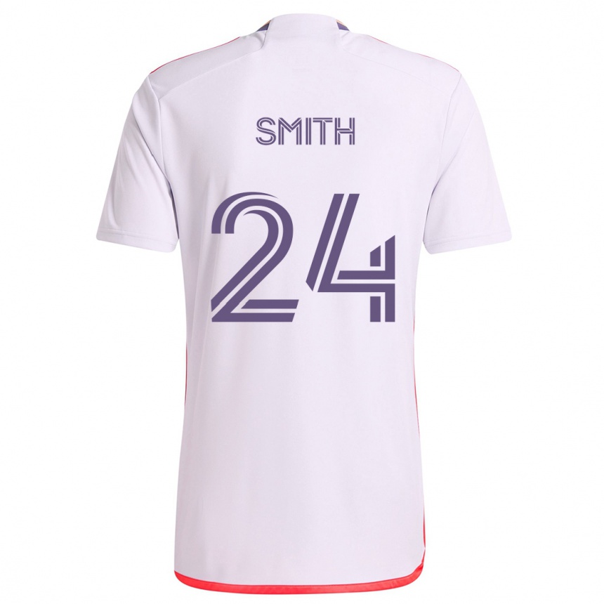 Niño Fútbol Camiseta Kyle Smith #24 Blanco Rojo Púrpura 2ª Equipación 2024/25 México