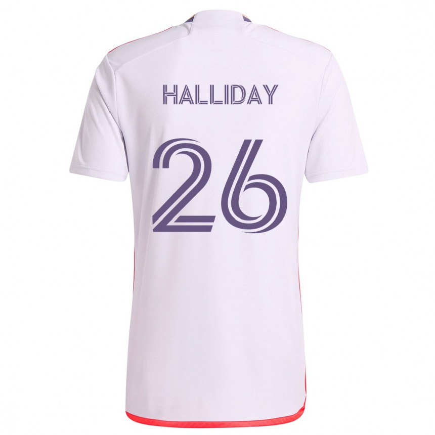 Niño Fútbol Camiseta Michael Halliday #26 Blanco Rojo Púrpura 2ª Equipación 2024/25 México