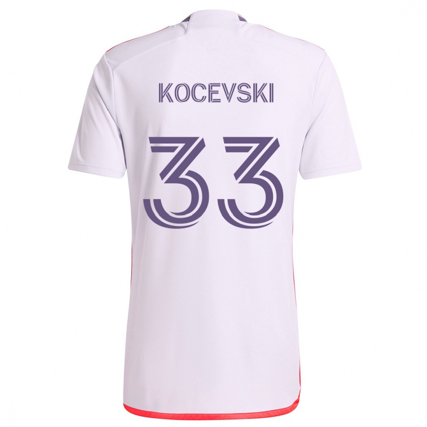 Niño Fútbol Camiseta Jeorgio Kocevski #33 Blanco Rojo Púrpura 2ª Equipación 2024/25 México