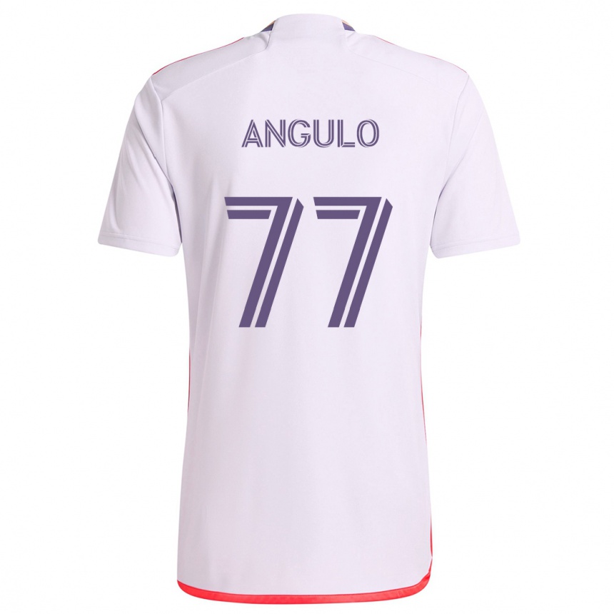 Niño Fútbol Camiseta Iván Angulo #77 Blanco Rojo Púrpura 2ª Equipación 2024/25 México