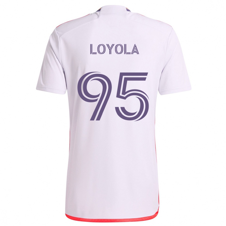 Niño Fútbol Camiseta Favian Loyola #95 Blanco Rojo Púrpura 2ª Equipación 2024/25 México