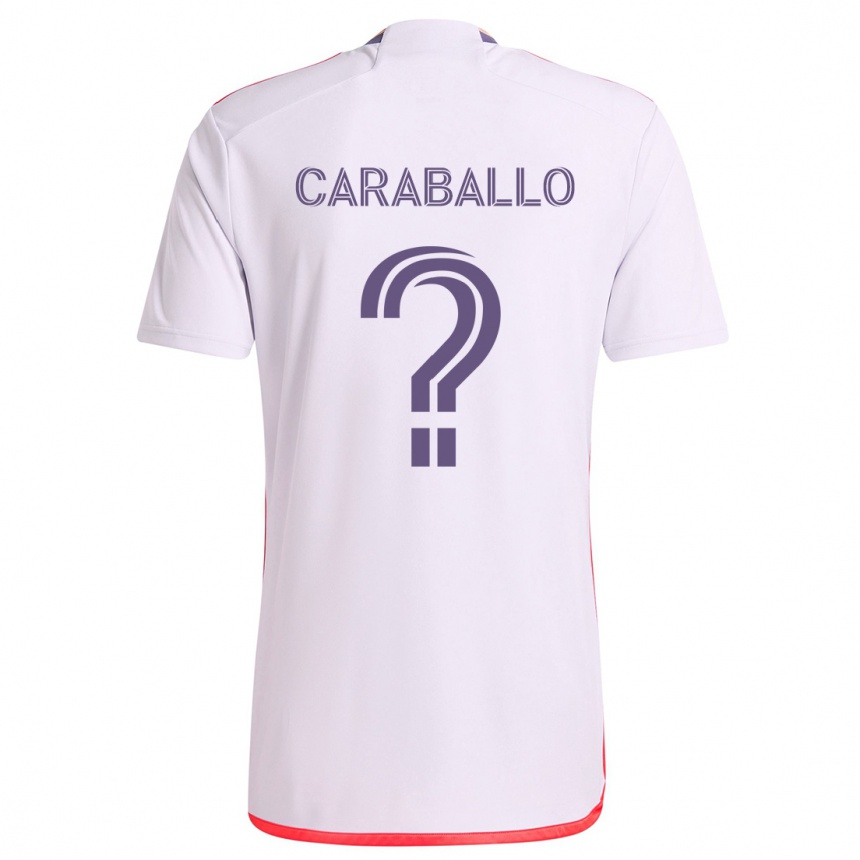 Niño Fútbol Camiseta Gustavo Caraballo #0 Blanco Rojo Púrpura 2ª Equipación 2024/25 México