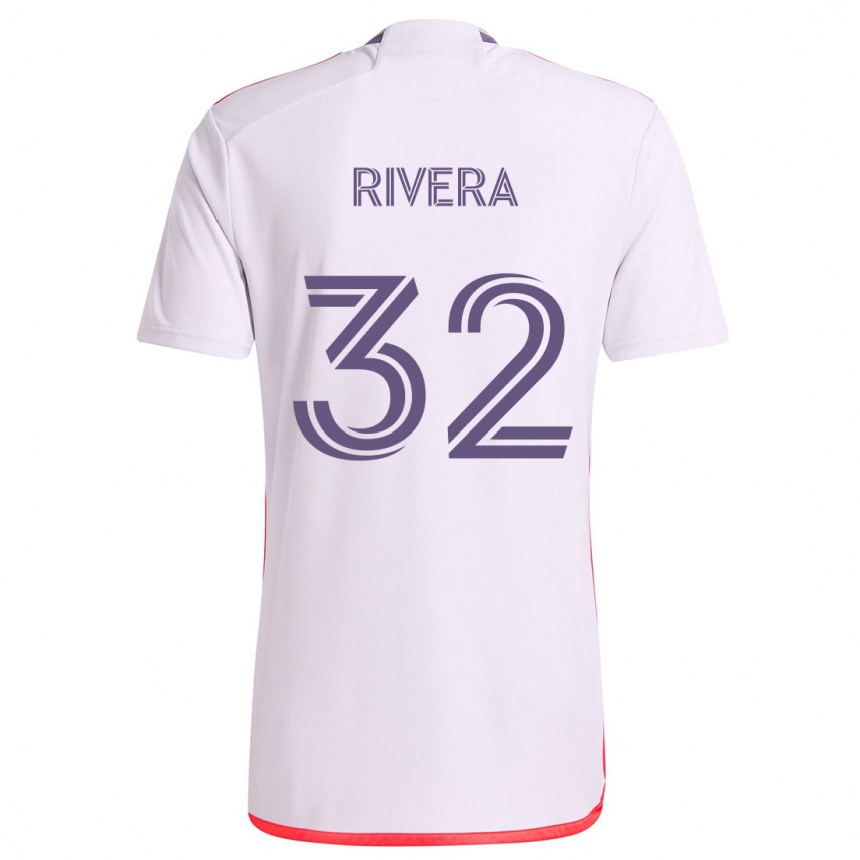 Niño Fútbol Camiseta Wilfredo Rivera #32 Blanco Rojo Púrpura 2ª Equipación 2024/25 México