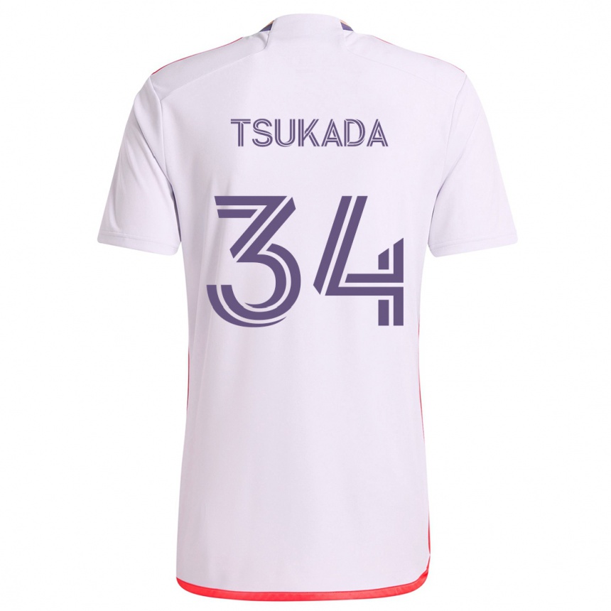 Niño Fútbol Camiseta Yutaro Tsukada #34 Blanco Rojo Púrpura 2ª Equipación 2024/25 México