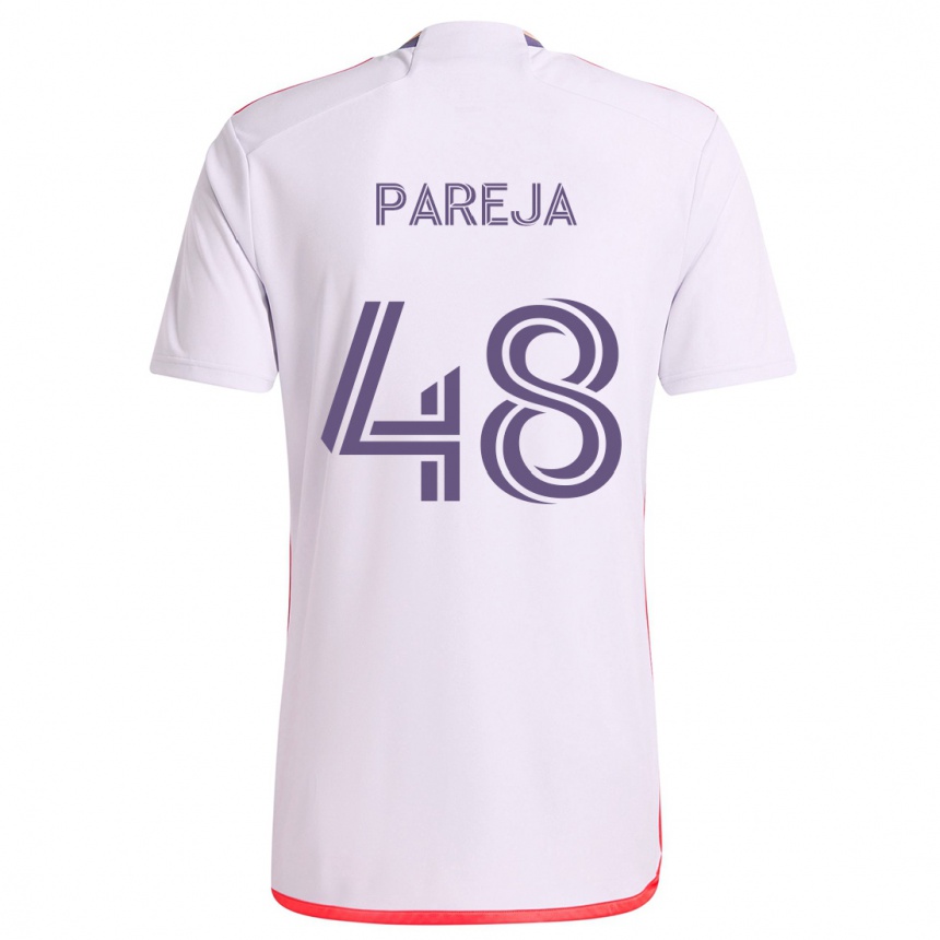 Niño Fútbol Camiseta Diego Pareja #48 Blanco Rojo Púrpura 2ª Equipación 2024/25 México