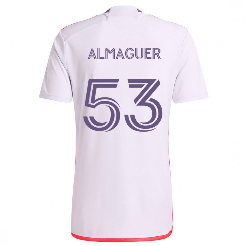 Niño Fútbol Camiseta Jorge Almaguer #53 Blanco Rojo Púrpura 2ª Equipación 2024/25 México