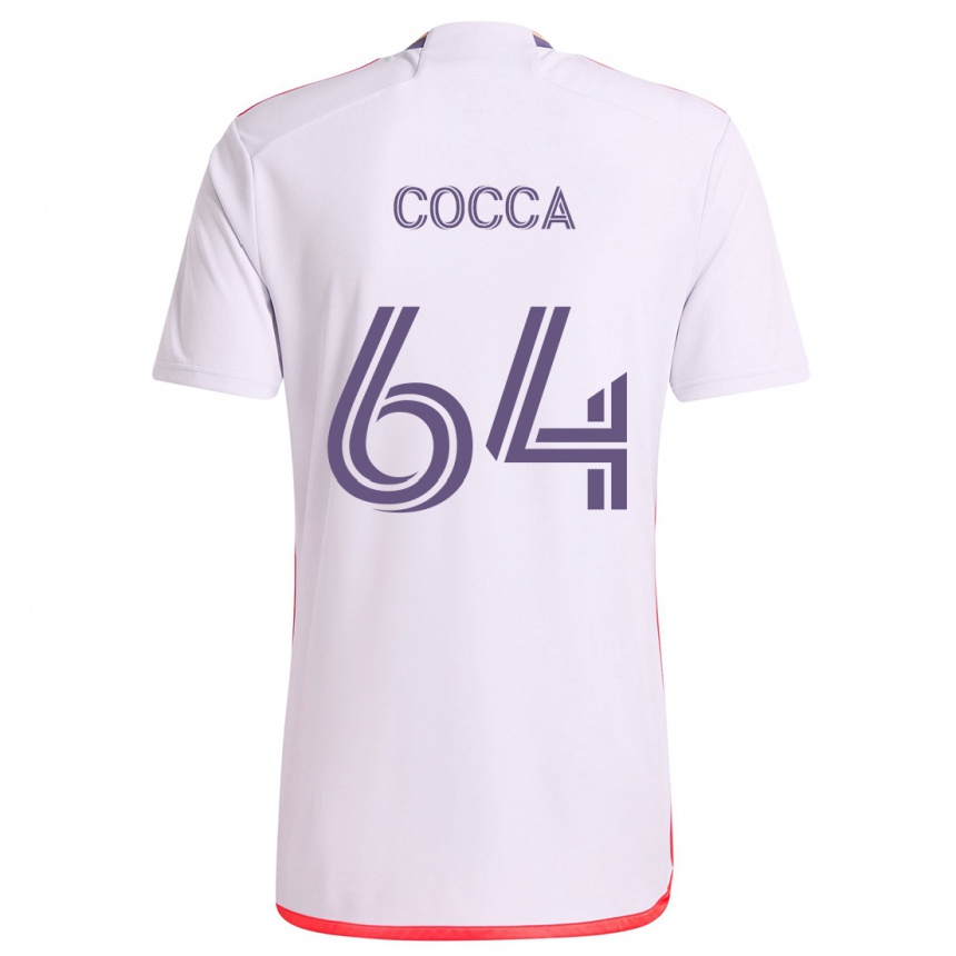 Niño Fútbol Camiseta Manuel Cocca #64 Blanco Rojo Púrpura 2ª Equipación 2024/25 México