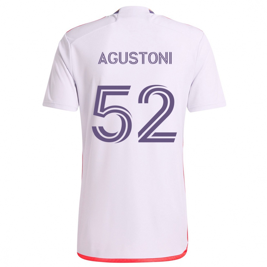 Niño Fútbol Camiseta Gonzalo Agustoni #52 Blanco Rojo Púrpura 2ª Equipación 2024/25 México