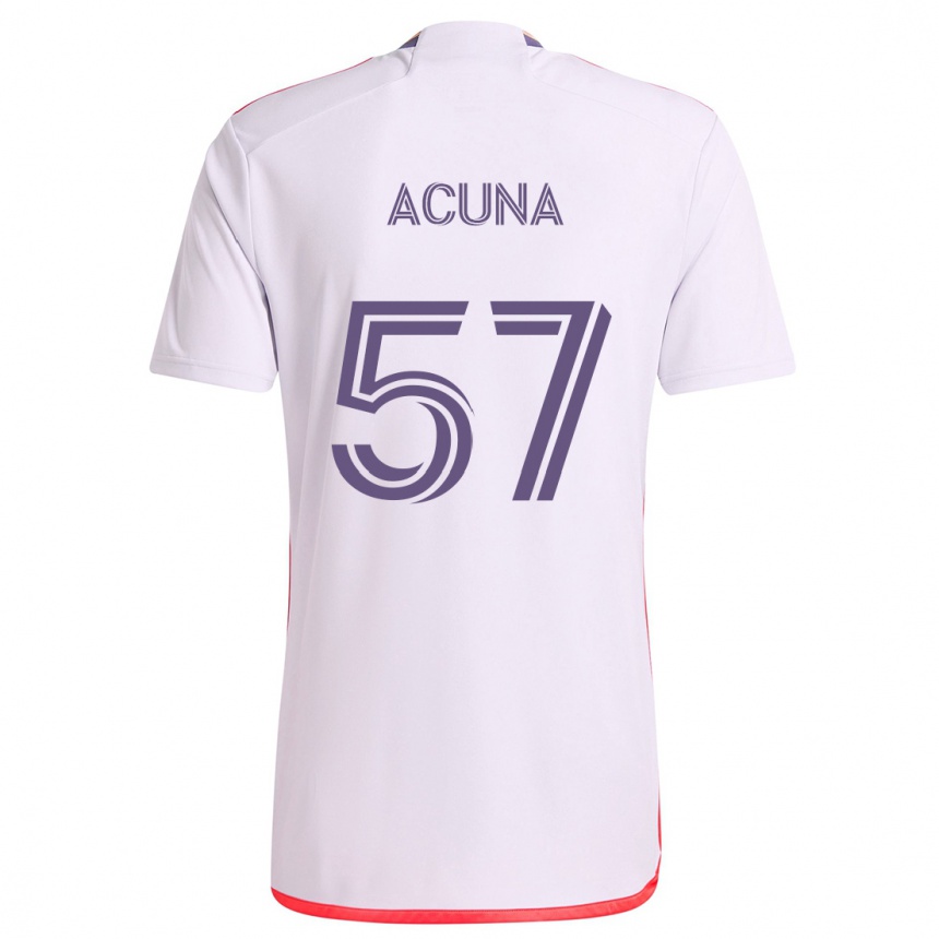 Niño Fútbol Camiseta Cristofer Acuña #57 Blanco Rojo Púrpura 2ª Equipación 2024/25 México