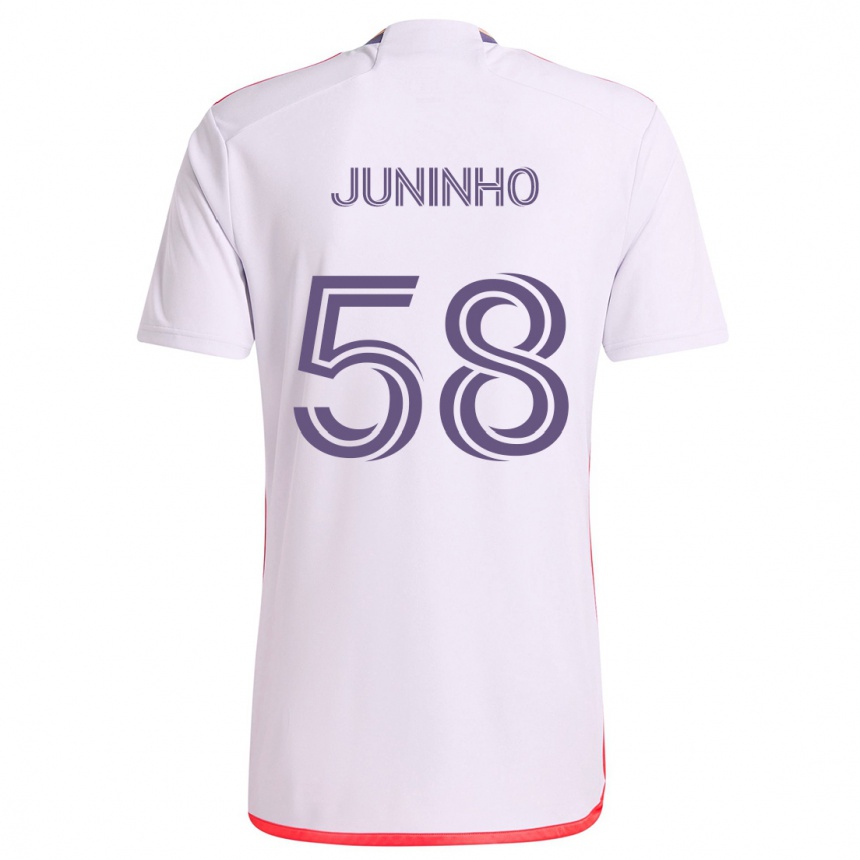 Niño Fútbol Camiseta Juninho #58 Blanco Rojo Púrpura 2ª Equipación 2024/25 México