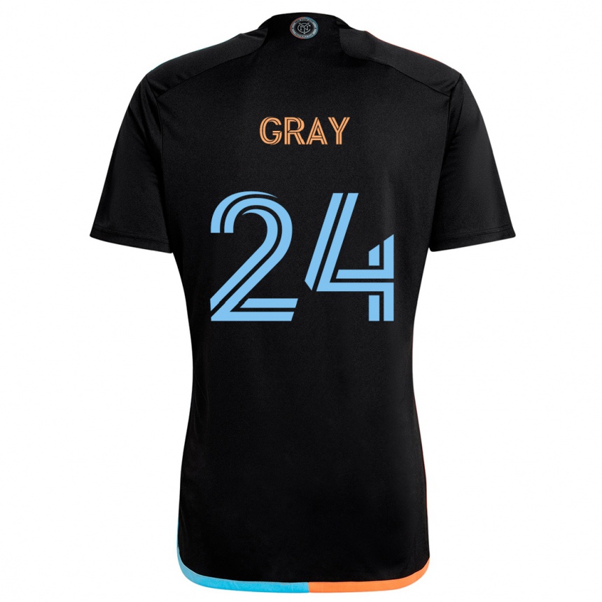 Niño Fútbol Camiseta Tayvon Gray #24 Negro Naranja Azul 2ª Equipación 2024/25 México