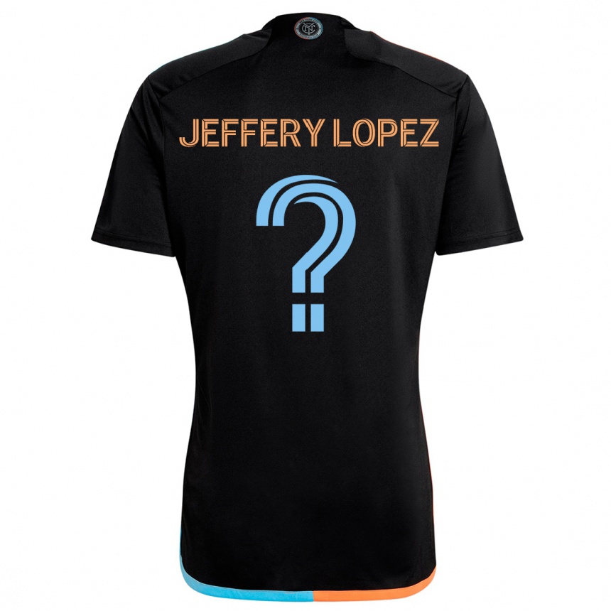 Niño Fútbol Camiseta Jeffery López #0 Negro Naranja Azul 2ª Equipación 2024/25 México