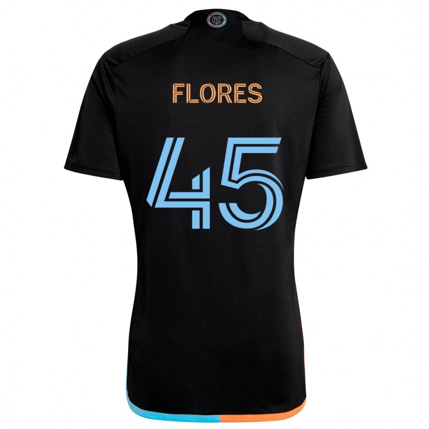 Niño Fútbol Camiseta Brian Flores #45 Negro Naranja Azul 2ª Equipación 2024/25 México