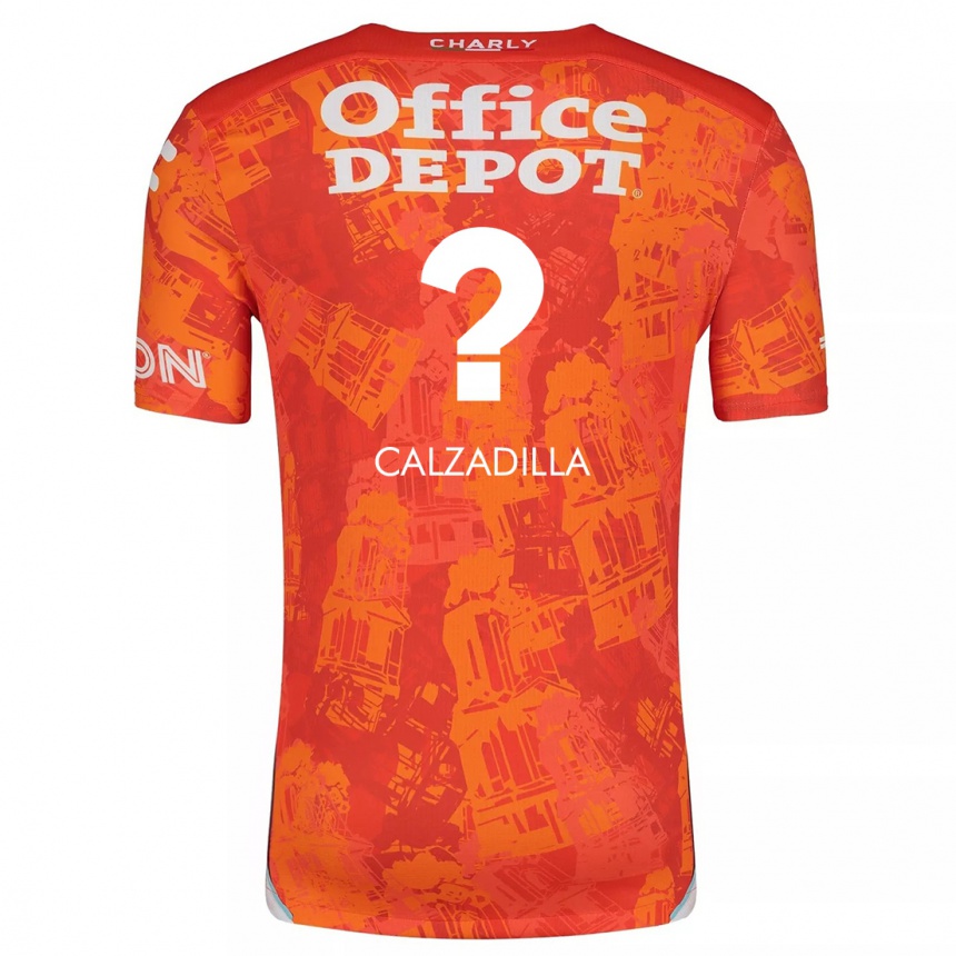 Niño Fútbol Camiseta Luis Calzadilla #0 Naranja Blanco 2ª Equipación 2024/25 México