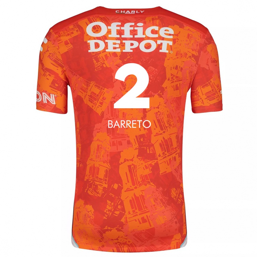 Niño Fútbol Camiseta Sergio Barreto #2 Naranja Blanco 2ª Equipación 2024/25 México