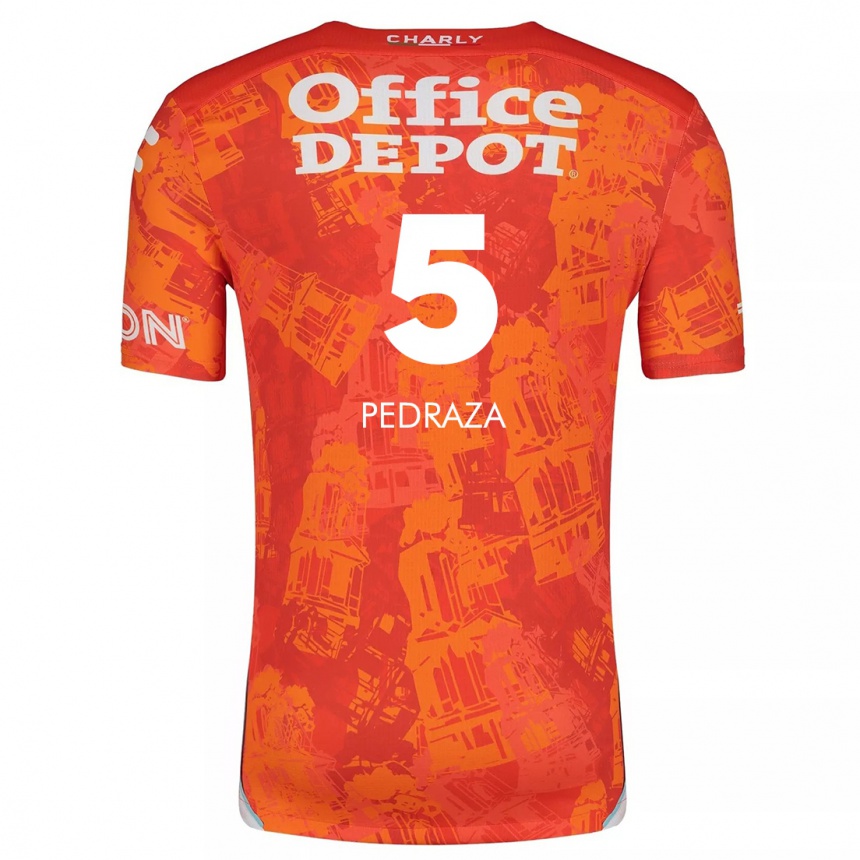 Niño Fútbol Camiseta Pedro Pedraza #5 Naranja Blanco 2ª Equipación 2024/25 México