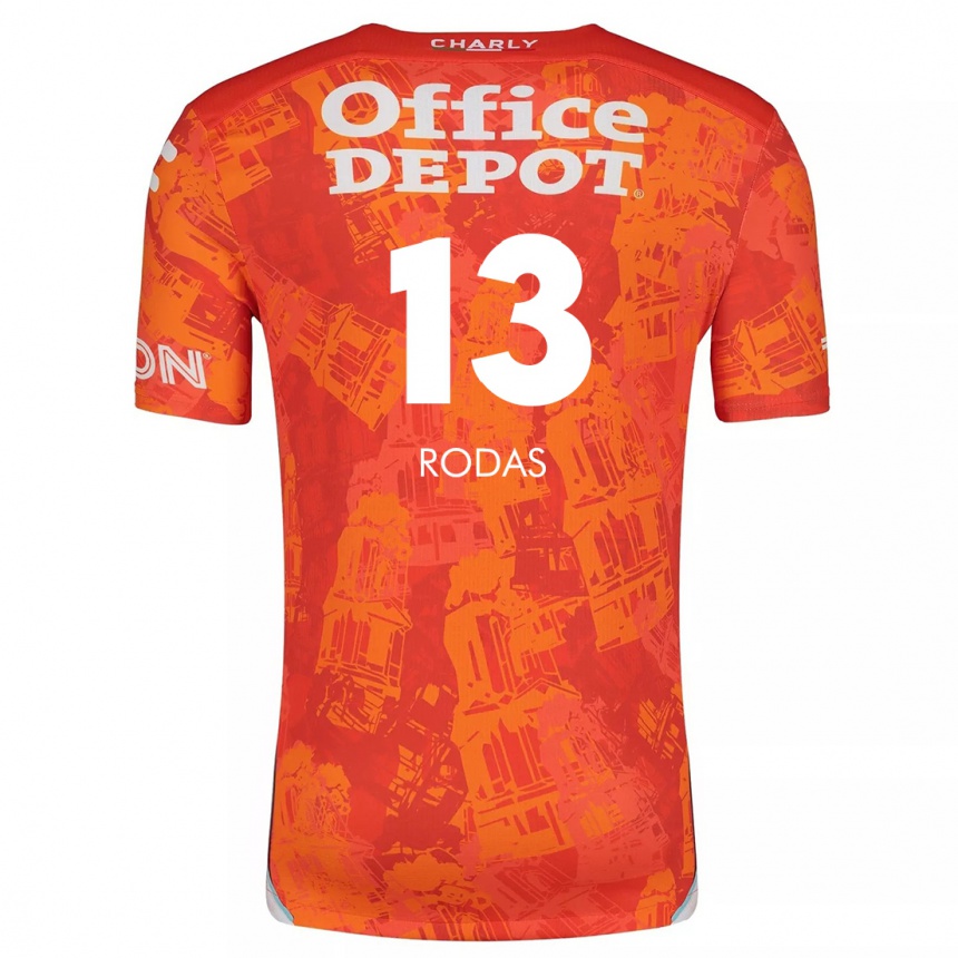 Niño Fútbol Camiseta Carlos Rodas #13 Naranja Blanco 2ª Equipación 2024/25 México