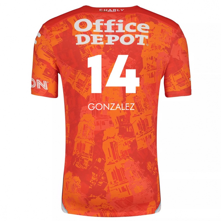 Niño Fútbol Camiseta Arturo González #14 Naranja Blanco 2ª Equipación 2024/25 México