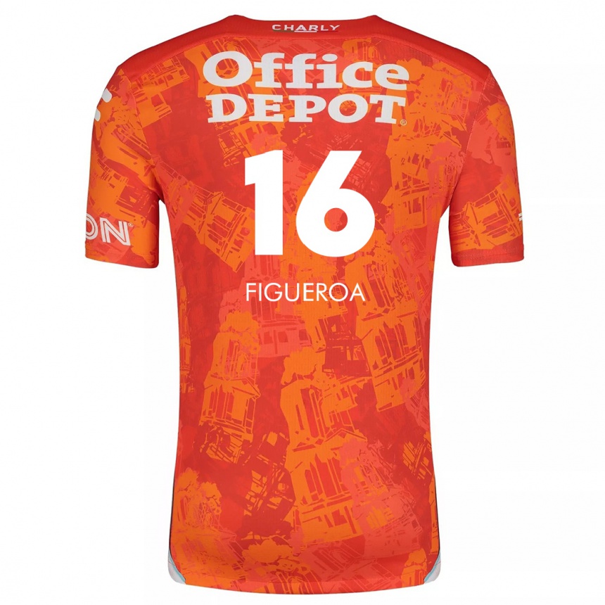 Niño Fútbol Camiseta Antonio Figueroa #16 Naranja Blanco 2ª Equipación 2024/25 México