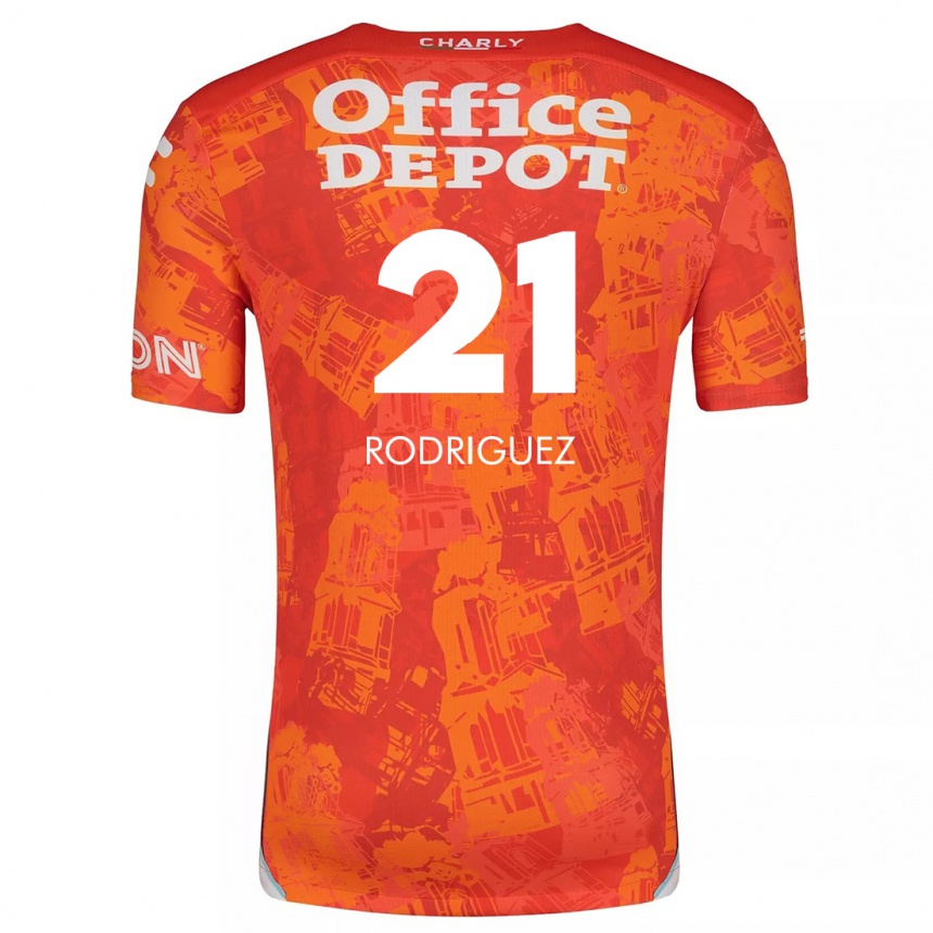 Niño Fútbol Camiseta Valentín Rodríguez #21 Naranja Blanco 2ª Equipación 2024/25 México