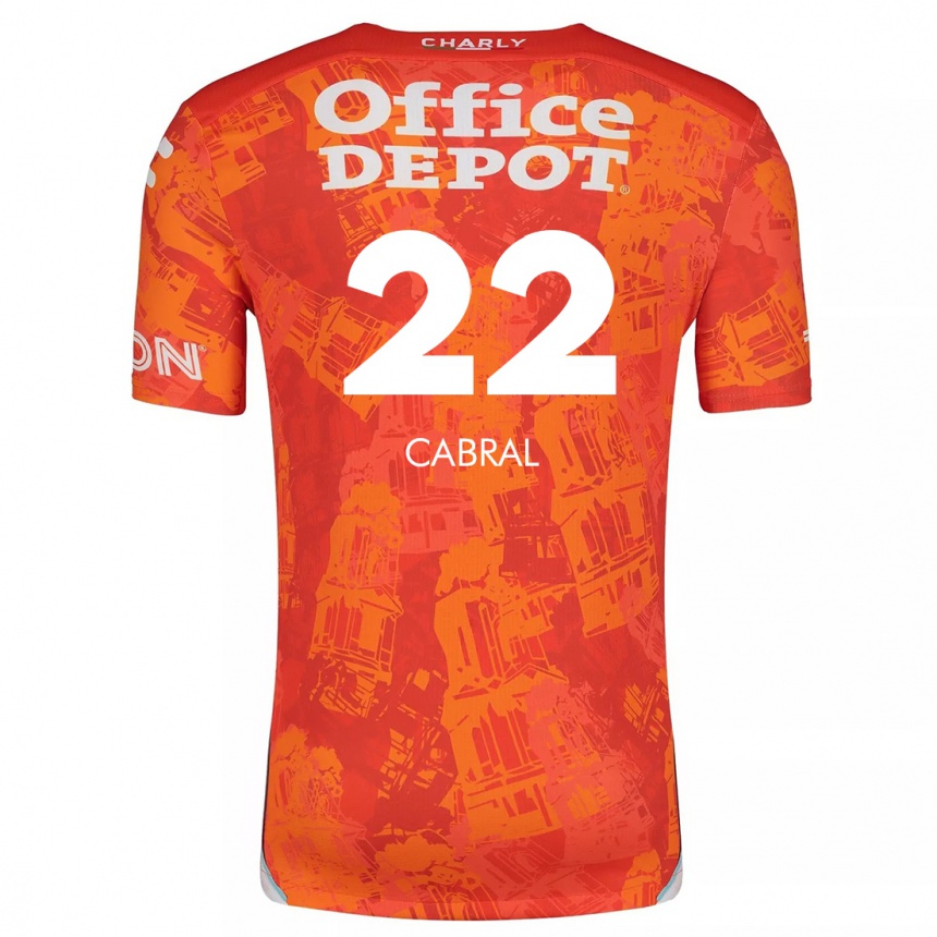 Niño Fútbol Camiseta Gustavo Cabral #22 Naranja Blanco 2ª Equipación 2024/25 México