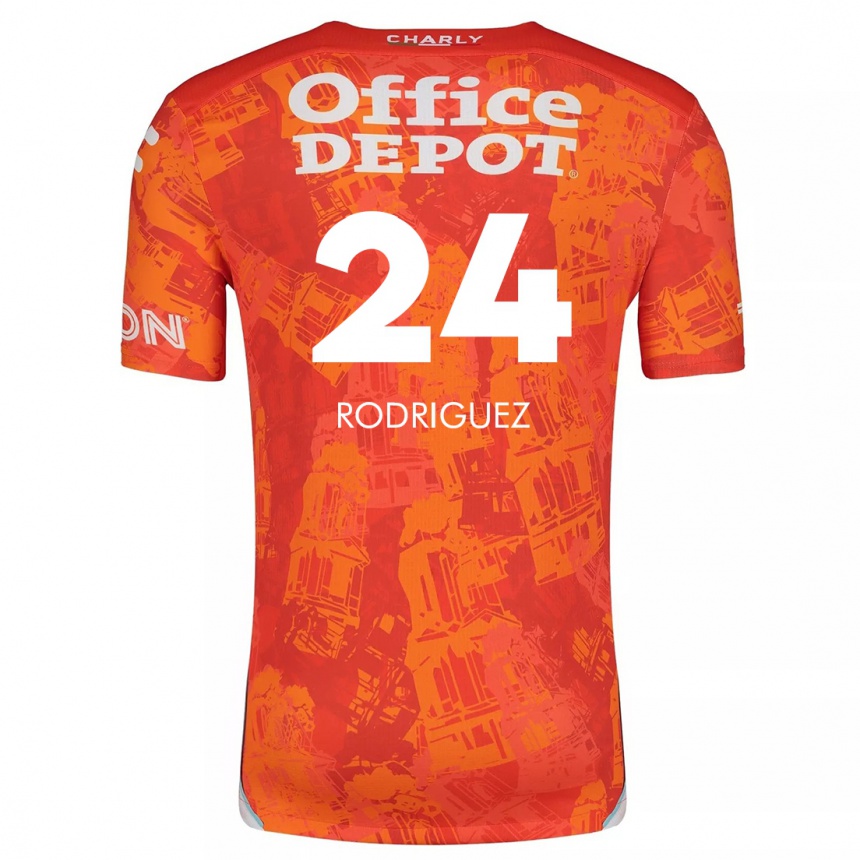 Niño Fútbol Camiseta Luis Rodriguez #24 Naranja Blanco 2ª Equipación 2024/25 México