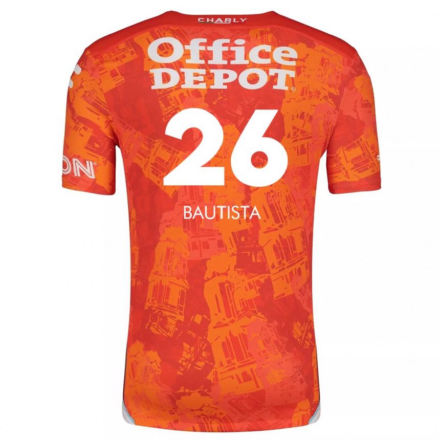 Niño Fútbol Camiseta Alán Bautista #26 Naranja Blanco 2ª Equipación 2024/25 México