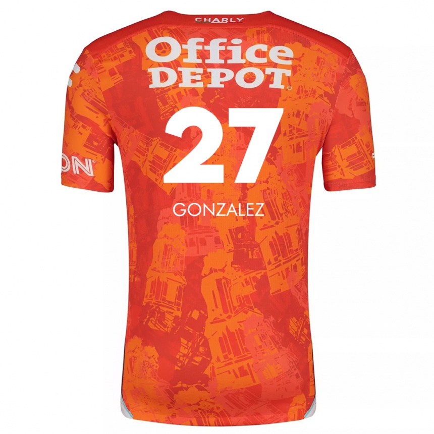 Niño Fútbol Camiseta Owen González #27 Naranja Blanco 2ª Equipación 2024/25 México