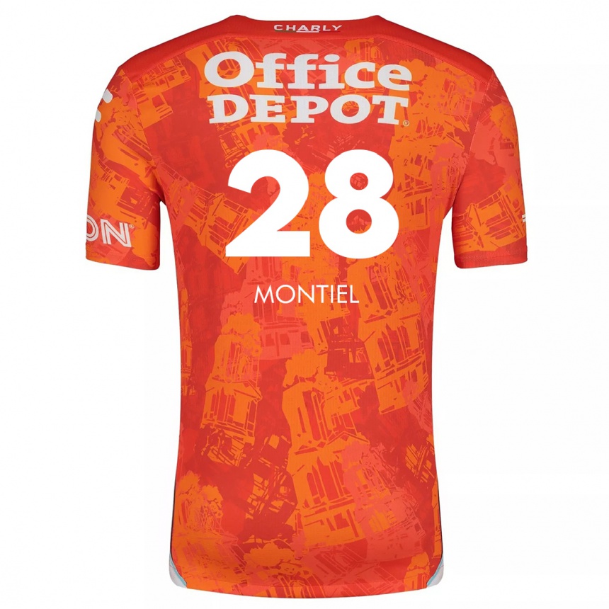 Niño Fútbol Camiseta Elías Montiel #28 Naranja Blanco 2ª Equipación 2024/25 México