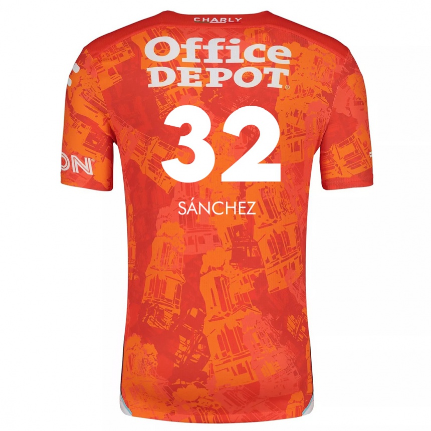 Niño Fútbol Camiseta Carlos Sánchez #32 Naranja Blanco 2ª Equipación 2024/25 México